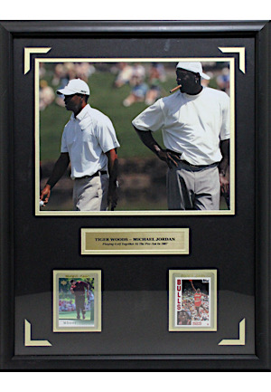 Michael Jordan & Tiger Woods Framed Display With Both Cards