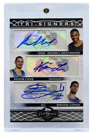 2008-09 Topps Tri-Signers Russell Westbrook, Kevin Love & Brook Lopez #TS-WLL (29/36)