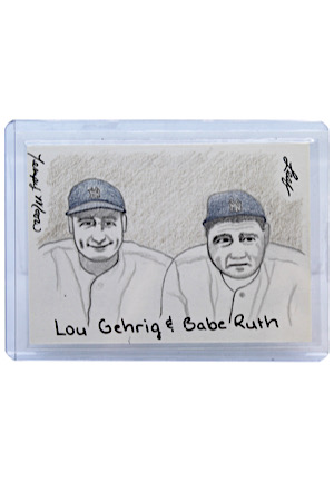 2012 Leaf Best Of Baseball Sketch Card Babe Ruth & Lou Gehrig (1/1)