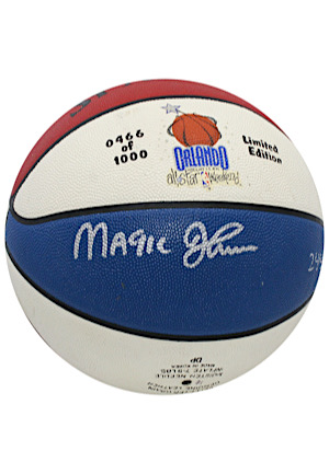 Magic Johnson Autographed All-Star MVP LE Basketball (UDA • 244/300)