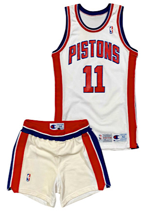 1992-93 Isiah Thomas Detroit Pistons Game-Used Home Uniform (2)(Pistons Photographer LOA)
