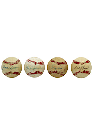 George Kell, Edd Roush, Jocko Conlan & Travis Jackson Single-Signed Baseballs (4)