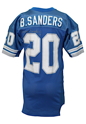 1990s Barry Sanders Detroit Lions Game-Issued & Autographed Jersey