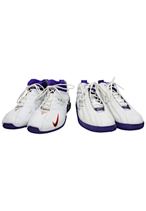 Circa 2003 Andrei Kirilenko & Mark Jackson Utah Jazz Game-Used & Autographed Shoes (2)(Ball Boy LOA)