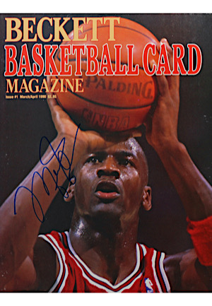 1990 Michael Jordan Autographed Beckett Basketball Card Magazine (Full JSA)