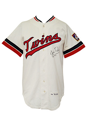 1972 Jim Perry Minnesota Twins Game-Used & Autographed Home Jersey (Graded 9+)