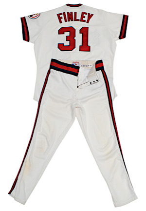 1991 Chuck Finley California Angels Game-Used Home Uniform (2)(Team Stamp)