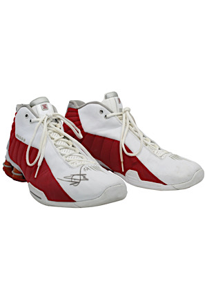 Circa 2000 Vince Carter Toronto Raptors Game-Used & Dual-Autographed Nike "Shox" Shoes (Sourced From Assistant Coach)