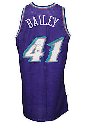 1998-99 Thurl Bailey Utah Jazz Game-Used & Autographed Road Jersey