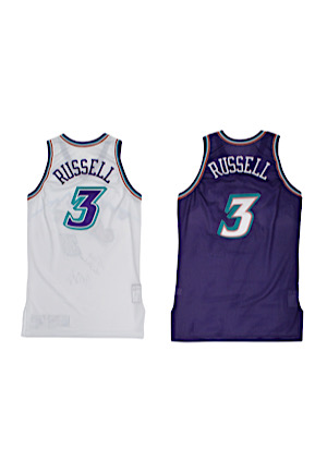 Bryon Russell Utah Jazz Game-Used & Autographed Jerseys & Shoes (3)(Ball Boy LOA)
