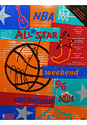 1996 Michael Jordan Chicago Bulls Autographed NBA All-Star Weekend Magazine With Card Inserts (Ball Boy LOA)
