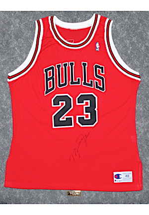Michael Jordan Chicago Bulls Autographed Road Jersey (Ball Boy LOA)