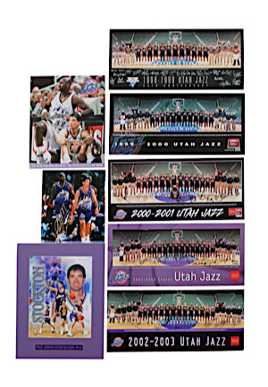 Grouping Of Utah Jazz Team Posters & Autographed Photos From Stockton & Malone
