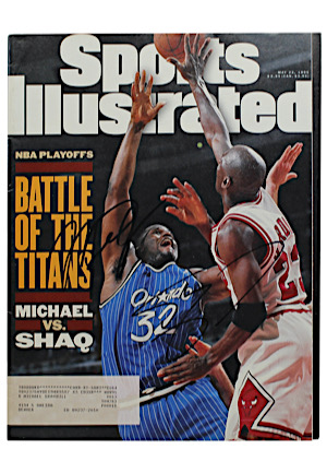 1995 Michael Jordan & Shaquille ONeal Dual-Signed Sports Illustrated Playoffs Magazine (Full JSA LOA)