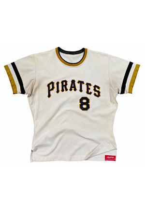 1972-73 Willie Stargell Pittsburgh Pirates Game-Used Home Jersey (MEARS 9.5 W/ Clear Outline of Clemente Memorial Patch)