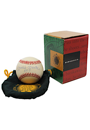 Mickey Mantle Single-Signed & Inscribed "No. 7" OAL Baseball With Original UDA Bag & Box