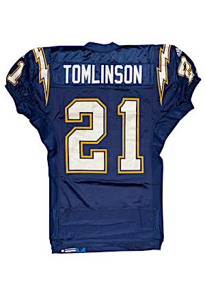 2001 LaDainian Tomlinson San Diego Chargers Rookie Game-Used Home Jersey (Repairs)