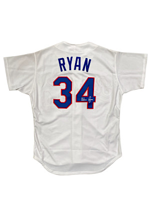 1991 Nolan Ryan Texas Rangers Game-Used & Autographed Home Jersey (PSA/DNA)