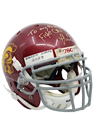 2009 Malcolm Smith USC Trojans Game-Used & Autographed Helmet (Beckett)