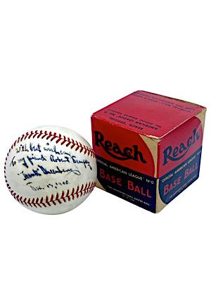 1940 Hank Greenberg Single-Signed & Inscribed Baseball With Original Reach Box (2)(Vintage)