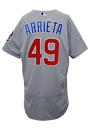 2016 Jake Arrieta Chicago Cubs Game-Used Road Jersey (MLB Authenticated & Photo-Matched • Championship Season)