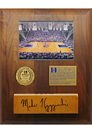 Mike Krzyzewski Duke Blue Devils Autographed Original Cameron Indoor Stadium Floor Piece Display