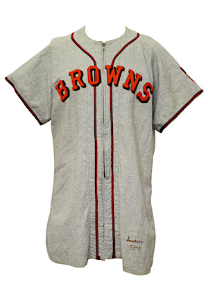 1951 Frank Saucier St. Louis Browns Game-Used Road Flannel Jersey (MEARS A8)