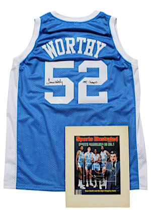 James Worthy North Carolina Tar Heels Autographed Jersey & Sports Illustrated Cover (2)