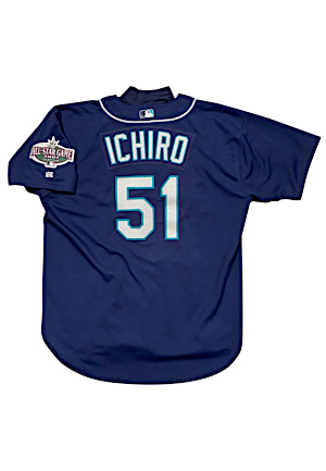 2001 Ichiro Suzuki Seattle Mariners Rookie Game-Used Alternate Jersey & Undershirt (2)(Mill Creek • MVP & RoY Season)