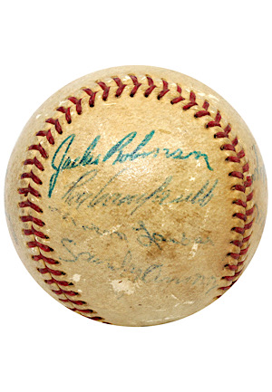 1956 Brooklyn Dodgers Team-Signed Baseball With Robinson