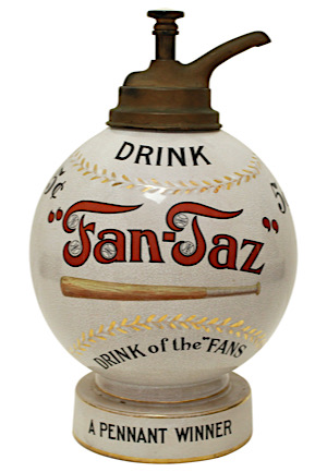 Circa 1910 Fan-Taz Baseball Syrup Dispenser With Original Pump & Advertisements (Morphys)