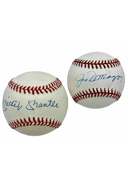 Mickey Mantle & Joe DiMaggio Single-Signed OAL Baseballs (2)