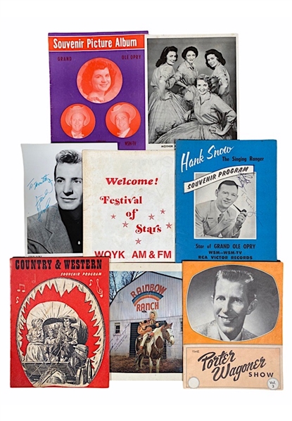 Collection Of Country Music Stars Autographed Souvenir Albums & Photos Including June Carter Cash, Hank Snow, Ferlin Husky & Others (8)(Individual Full JSA LOAs)