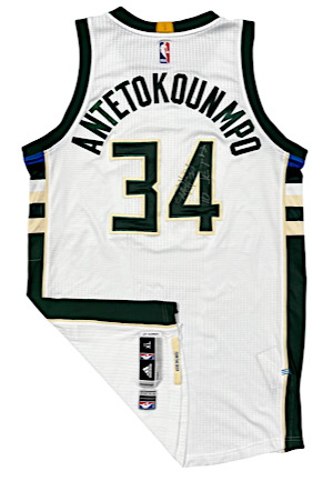 2016-17 Giannis Antetokounmpo Milwaukee Bucks Game-Used & Signed Jersey (Photo-Matched To Multiple Games • Beckett)