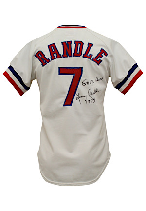 1975 Lenny Randle Texas Rangers Game-Used & Autographed Home Jersey