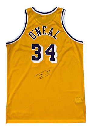 1997-98 Shaquille ONeal Los Angeles Lakers Autographed Pro-Cut Home Jersey