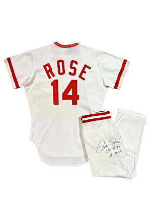 1974 Pete Rose Cincinnati Reds Game-Used & Signed Home Uniform (2)(Graded 10 • JSA)
