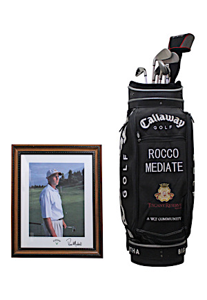 Rocco Mediate Tournament-Used Clubs, Bag & Autographed Picture Display (2)