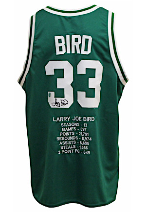 Larry Bird Boston Celtics Autographed Stat Jersey