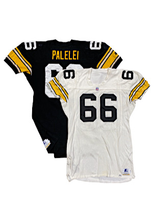 1993-94 Lonnie Palelei Pittsburgh Steelers Game-Used Home & Road Jerseys (2)(Pounded With Repairs)