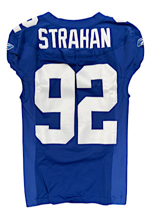 2005 Michael Strahan NY Giants Game-Used Home Jersey (Photo-Matched To Multiple Games Including Playoffs • Repairs)
