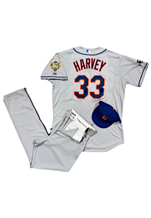 7/26/2012 Matt Harvey NY Mets MLB Debut Game-Used Road Uniform & Cap (3)(MLB Auth & Mets)
