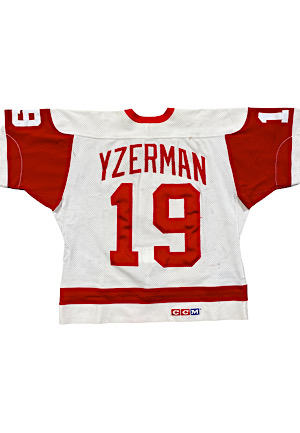 1983-84 Steve Yzerman Rookie Detroit Red Wings Game-Used Jersey (Photo-Matched • Team Repair)