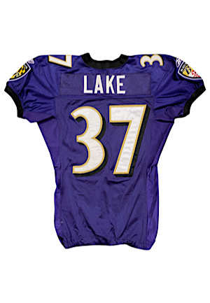 2001 Carnell Lake Baltimore Ravens Game-Used Road Jersey (Repairs • MEARS A10)