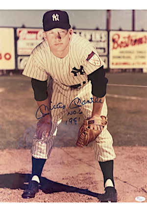 Mickey Mantle Autographed & Inscribed "No. 6 1951" 16 x 20 Photo (Full JSA)