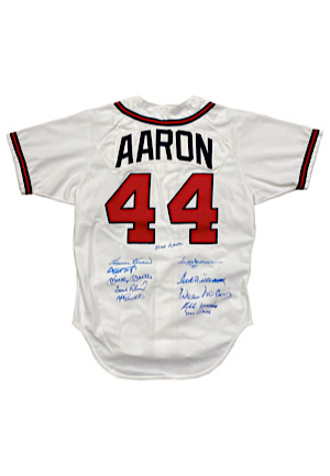 "500 Home Run Club" Multi-Signed Hank Aaron Atlanta Braves Home Jersey