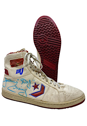 1980s Julius Erving Philadelphia 76ers Game-Used & Signed Shoes