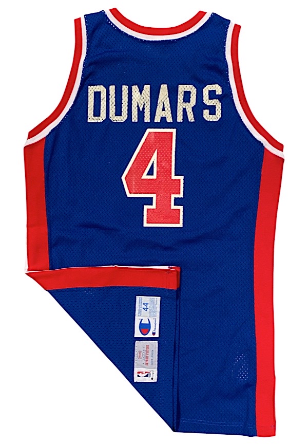 Joe Dumars Detroit Pistons Number 4 Retro Vintage Jersey Closeup