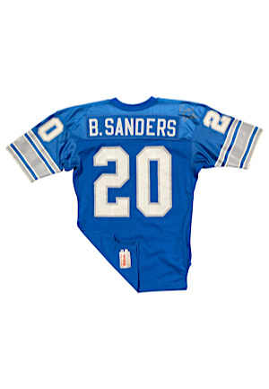 1991 Barry Sanders Detroit Lions Game-Issued & Autographed Jersey