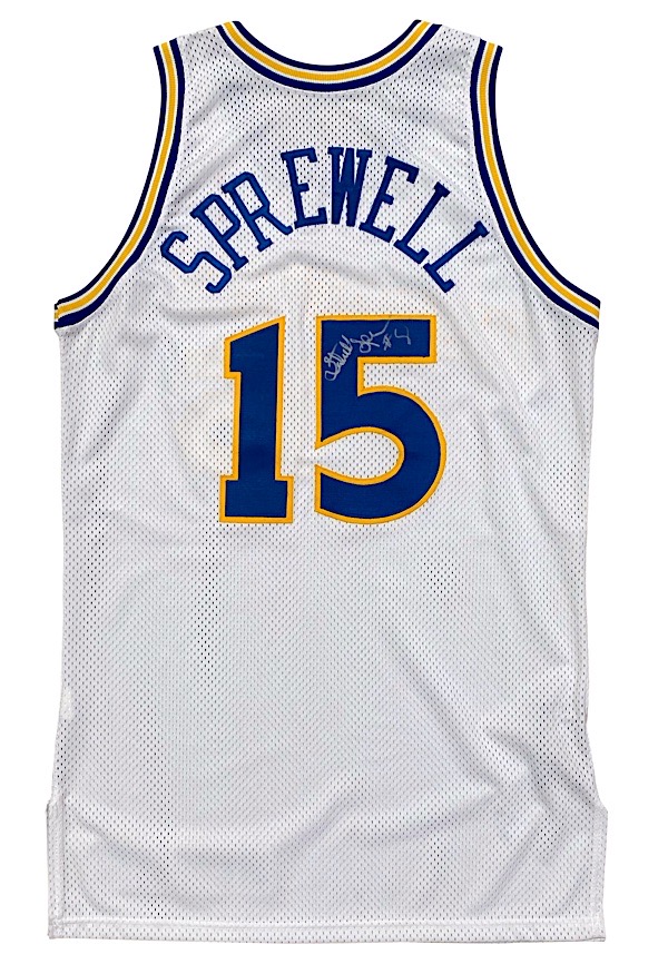 Lot Detail - 1996-97 Latrell Sprewell Golden State Warriors Game-Used &  Autographed Home Jersey